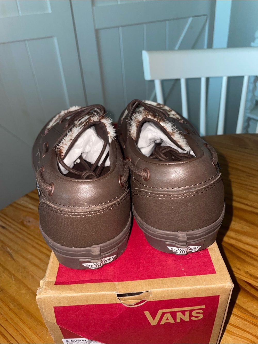 Vans 2 Eyelet Boat Shoe Pony Hair Dark Brown VN000Z96DRB Sz M 7.5/W 9 NWB - Picture 3 of 9
